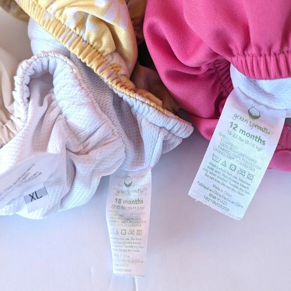 Green Sprouts Swim Diaper Cover Baby Girls Sz 12-18m Daisy Pink White - Picture 3 of 4